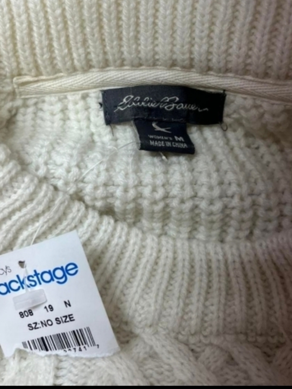 #92 - NWT Eddie Bauer Knit Pullover Sweater, Cream, Women's Medium - Picture 7 of 7